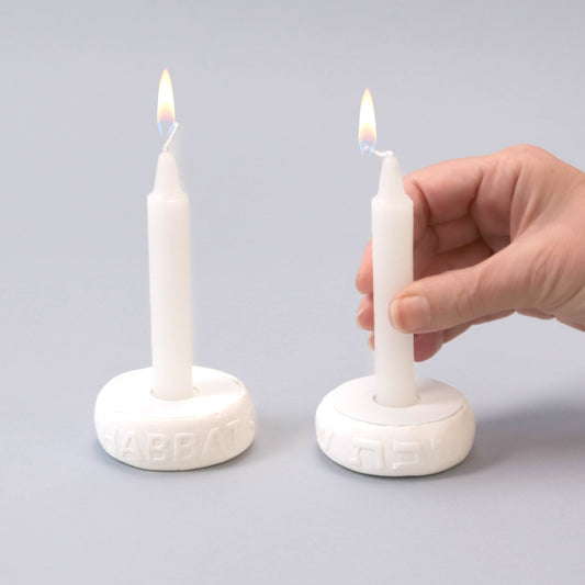 Shabbat Shalom Candle Holders & Traditional Shabbat Candles
